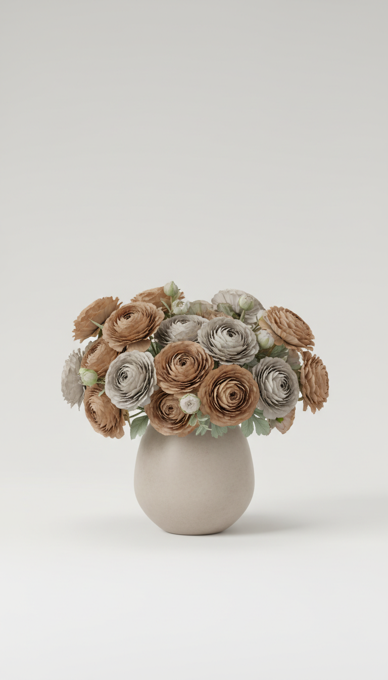 Warm Taupe Ranunculus Arrangement