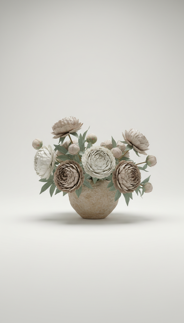Muted Stone Peony Arrangement